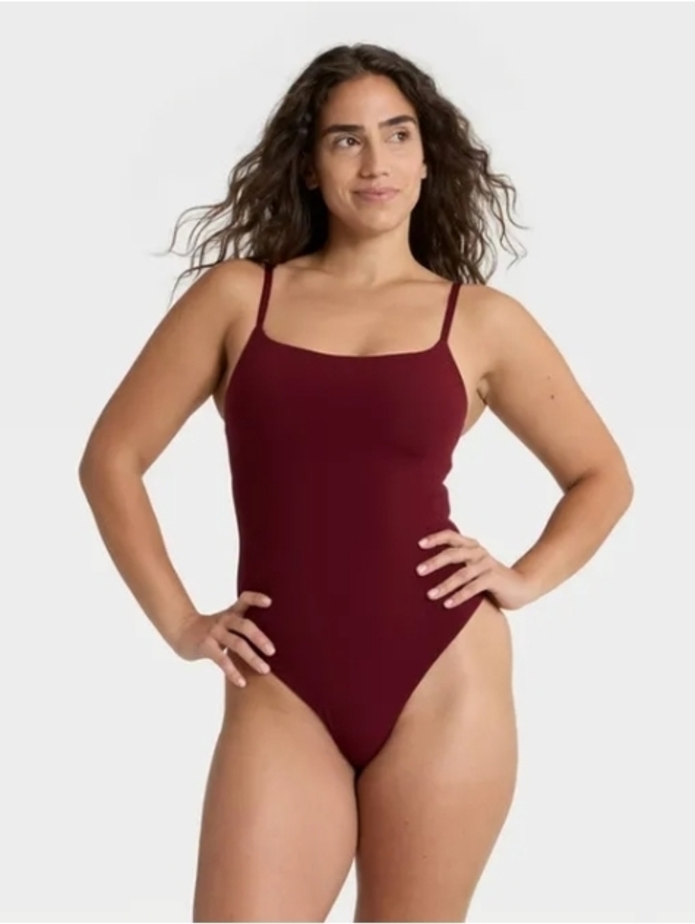 Auden Burgundy Square-Neck One-Piece Bodysuit